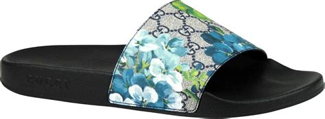 gucci floral shoes|gucci slides with blue flowers.